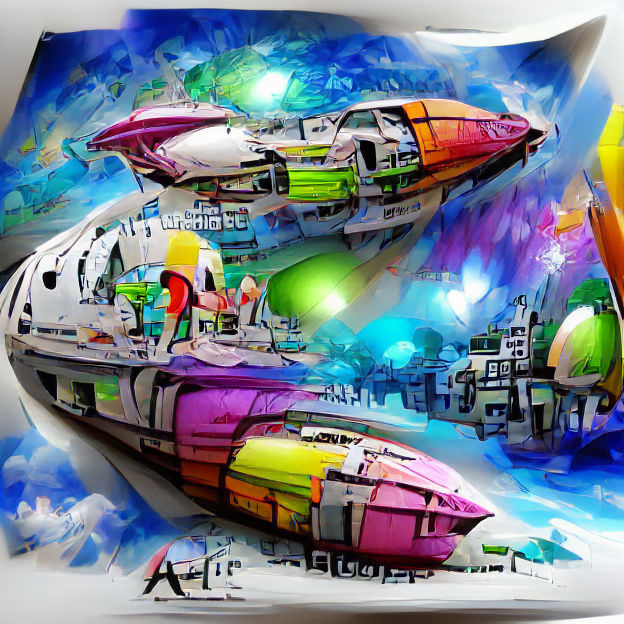 Futuristic Spaceship in Digital Art Style
