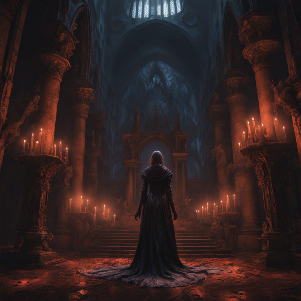 Vampire Bride's Despair: Dark Fantasy Concept Art