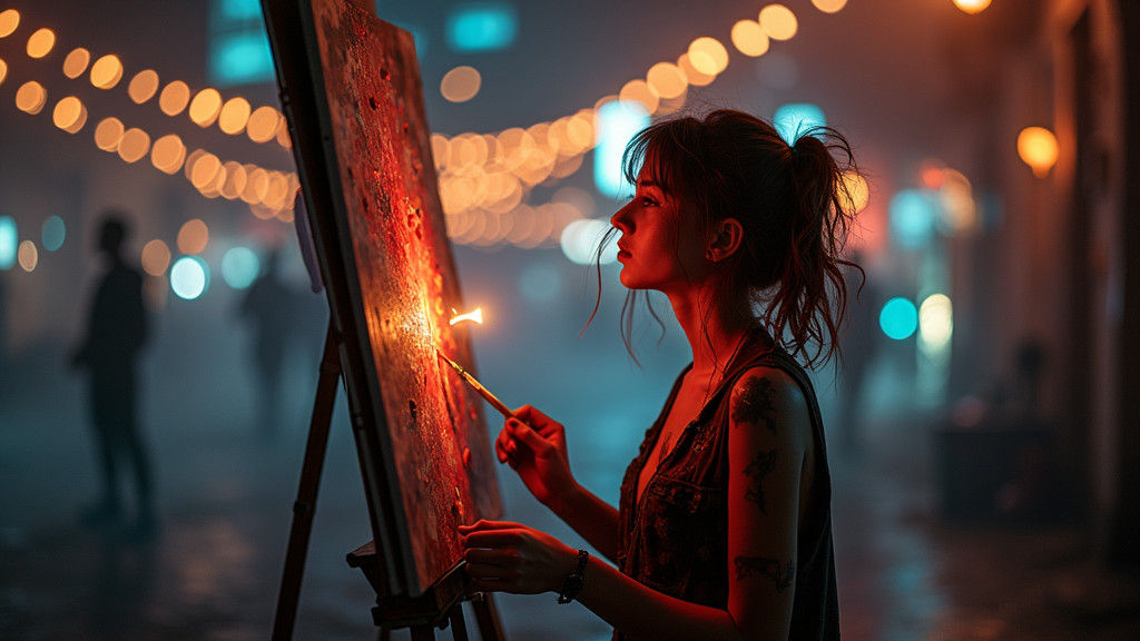 Cyberpunk Artist Girl at Work