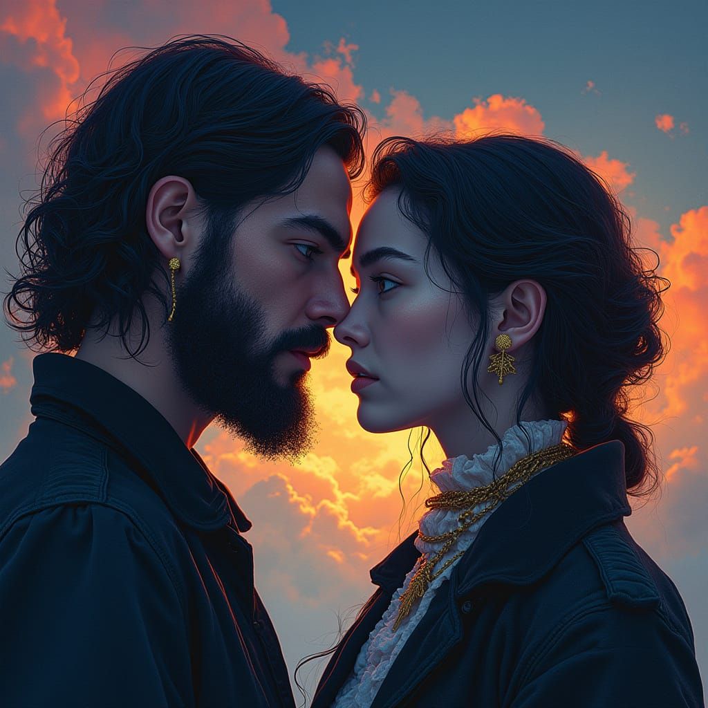 Ethereal Couple Portrait in Whispers of the Unwritten Style