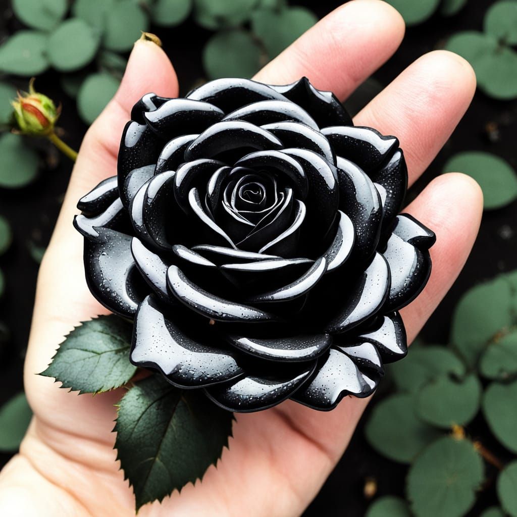 Ethereal Black Rose Blooms in Midnight Garden