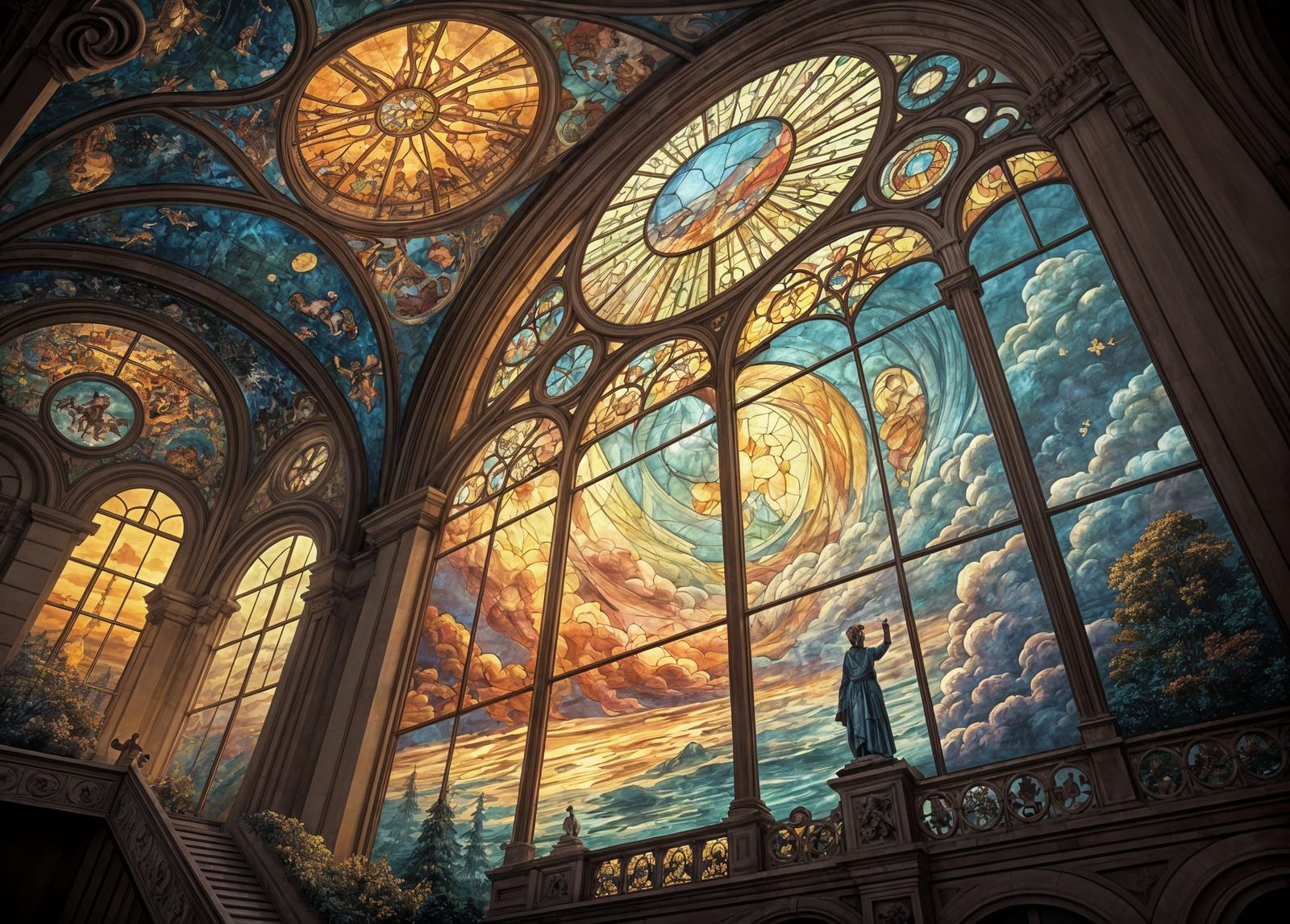 Stained Glass Window Inspired by Renaissance Art