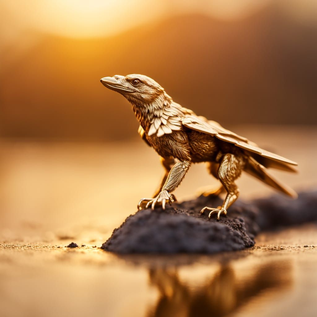Golden F-22 Raptor Sculpture in a Female Hand