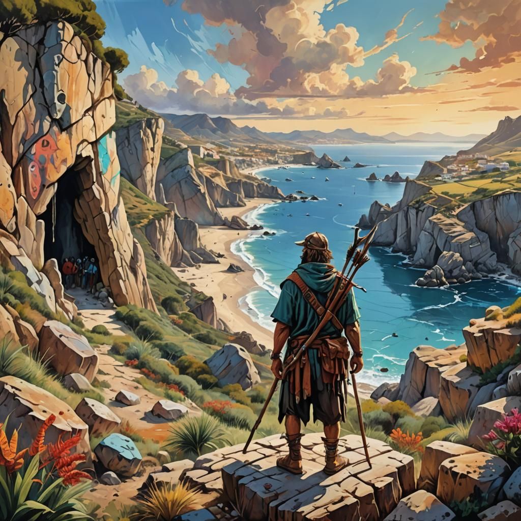 Prehistoric Hunter Overlooks Spanish Coast as Graffiti Art