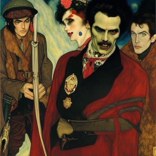 Fighting-for-Peace Vampire Lord in Pre-Raphaelite Style