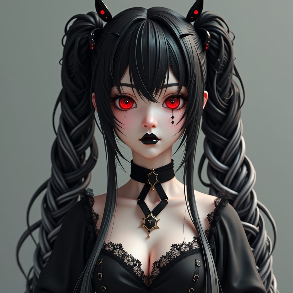 Anime Girl with Dreadlocks and Piercings