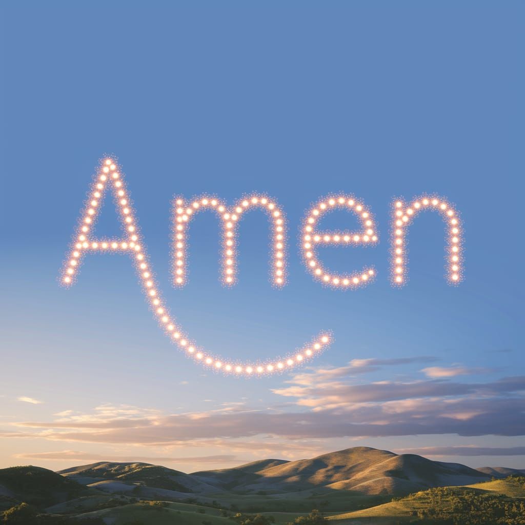 Golden Amen Written Across a Serene Sky