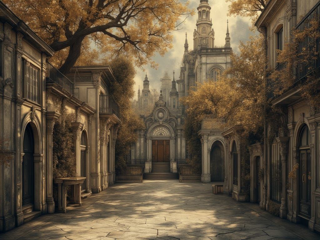 Forgotten Parisian Alley with Victorian Graveyard