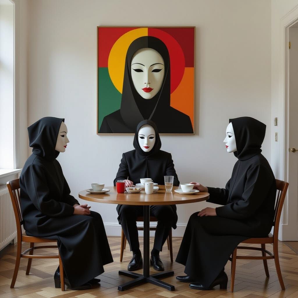 Mysterious Cult Gathering in Kazimir Malevich Style