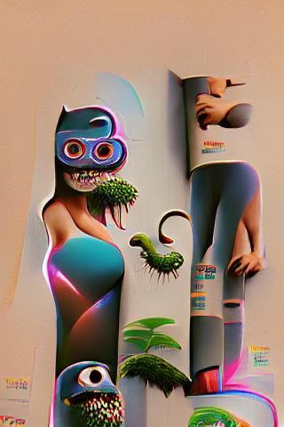 Exotic Monster in Lowbrow Cinema 4D Art