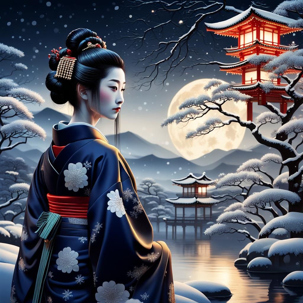 Surreal Geisha Portrait Transcends Reality in Hyperrealistic...