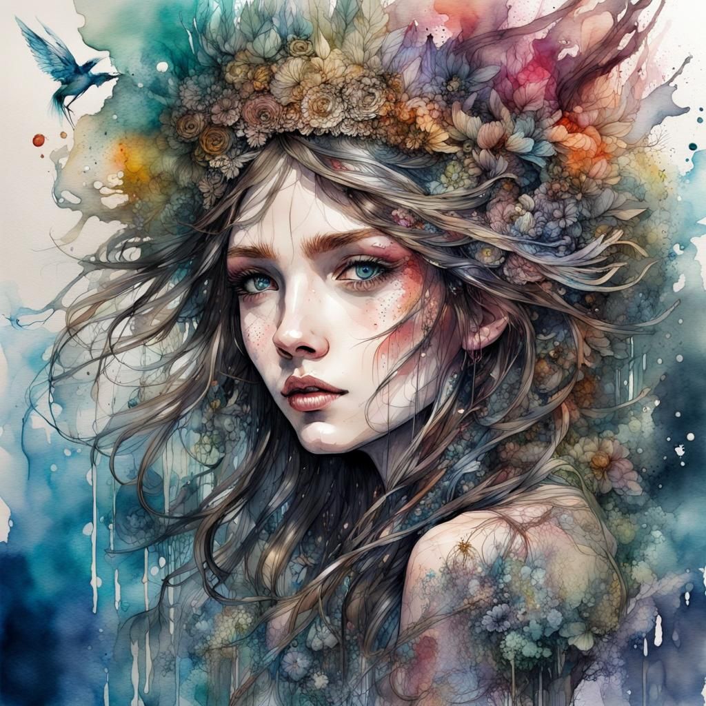 Fantastical Fairytale Landscape in Detailed Watercolor Art