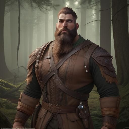 Half-Giant in Woods: Detailed Fantasy Concept Art