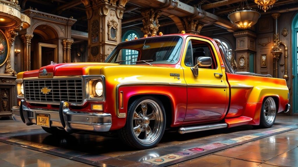 Custom 1970s Pickup Truck with Spectral Paint