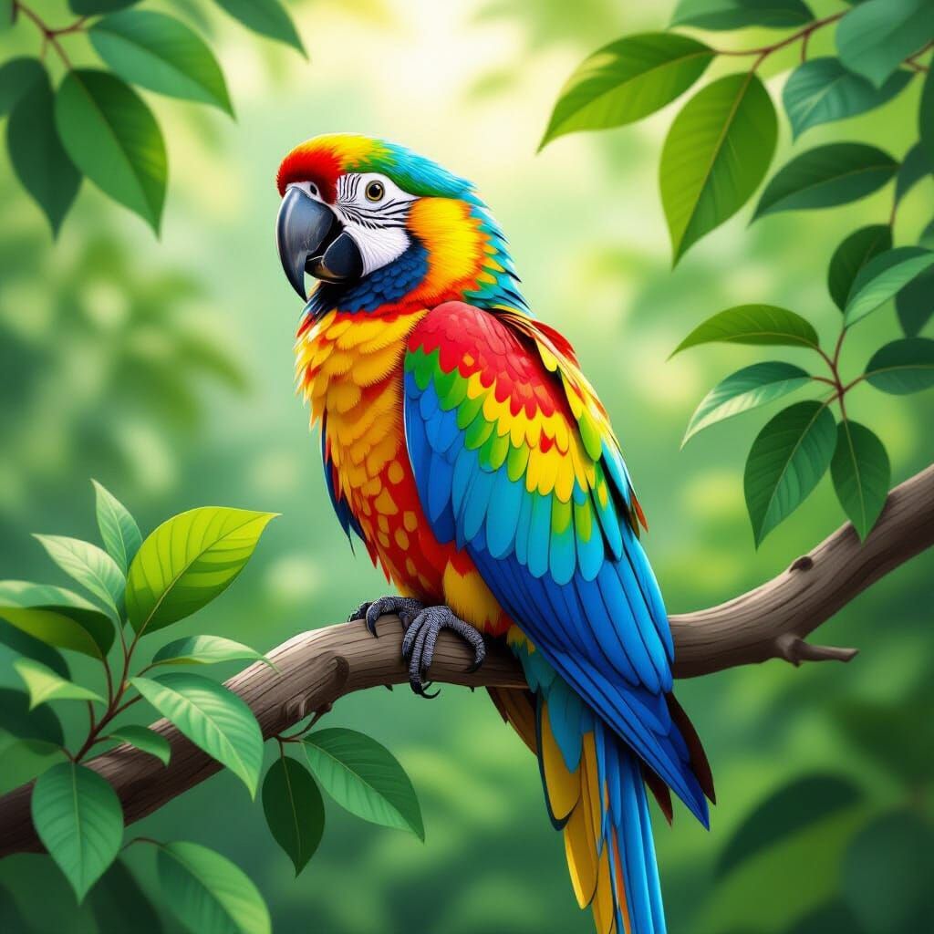 Vibrant Macaw Parrot in Audubon Style