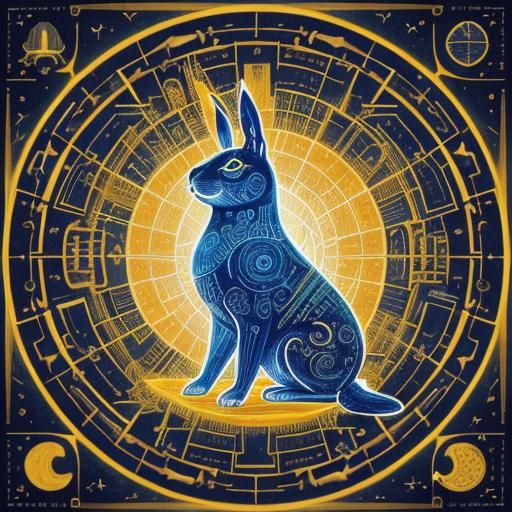 Anthropomorphic Rabbit with Mayan Calendar Blueprint