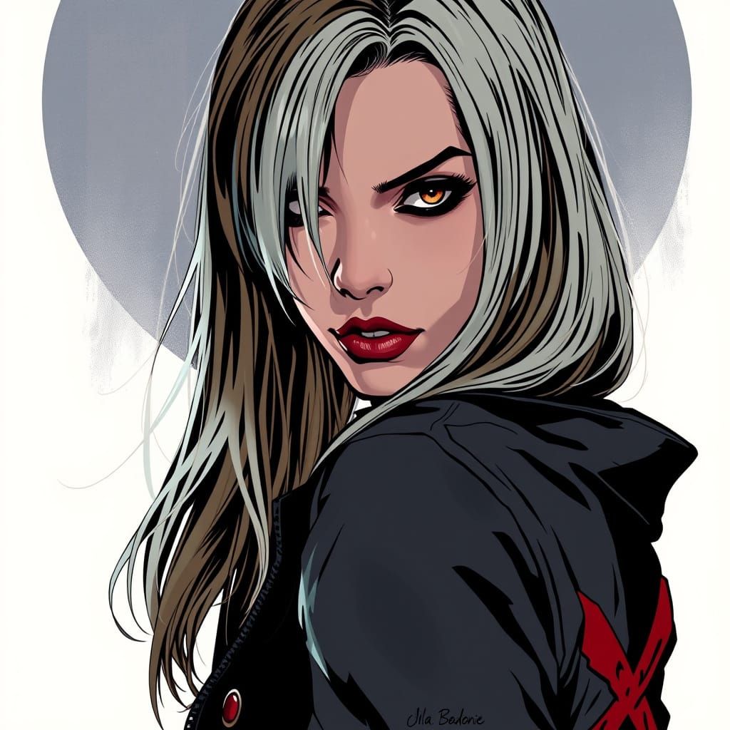 Gothic-Punk Woman With Piercing Gaze