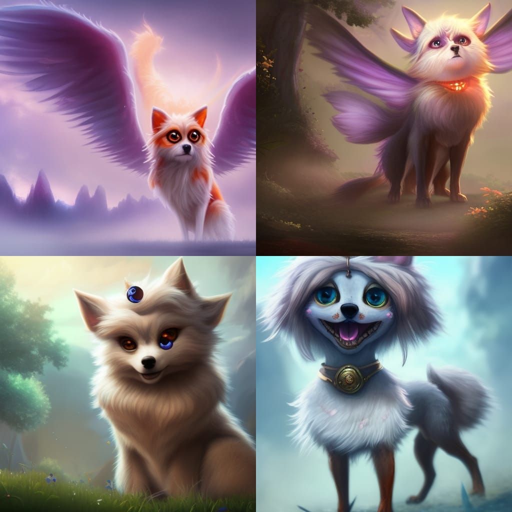 Ethereal Cloud Dog with Big Eyes: Fantasy Art