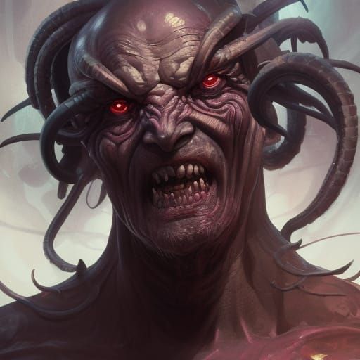 Demonic Eldritch God Portrait in Hyperdetailed Style