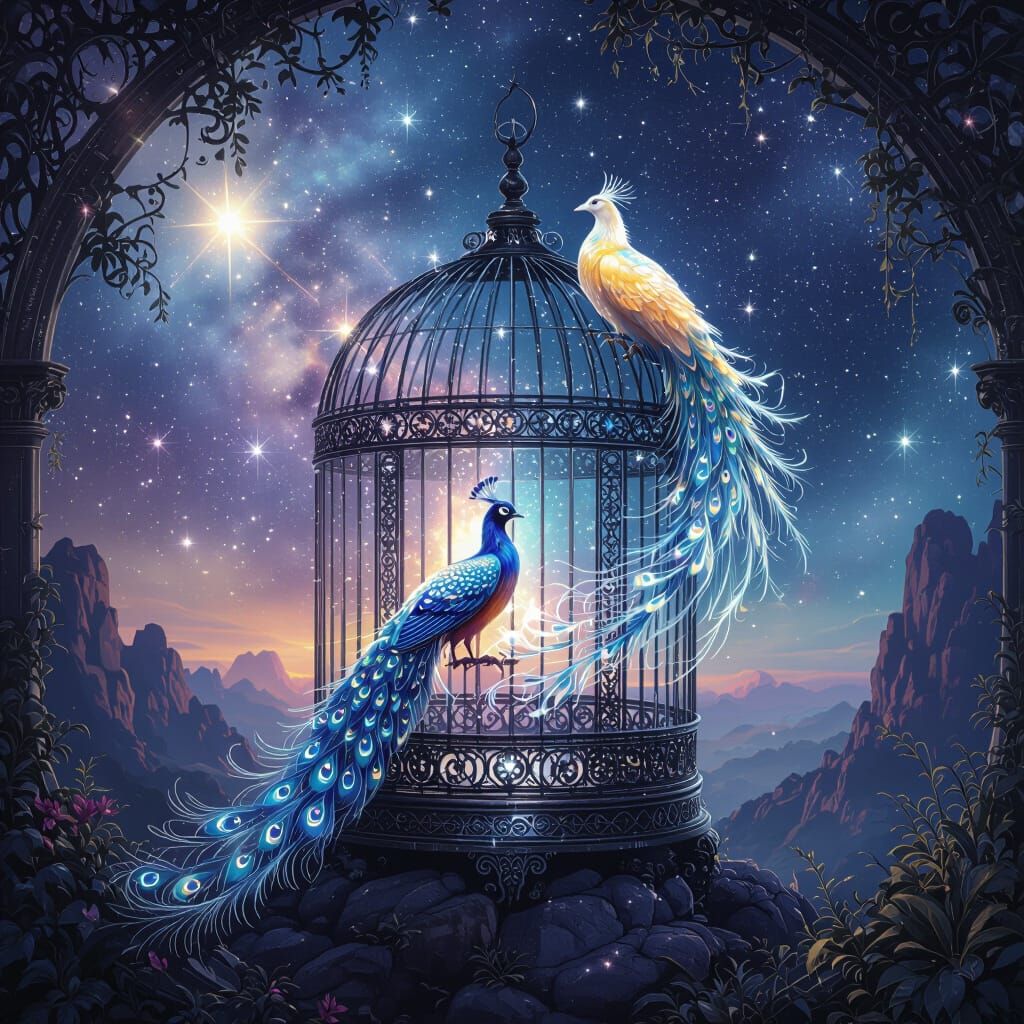 Cosmic Bird Cage Overlooking Nebula