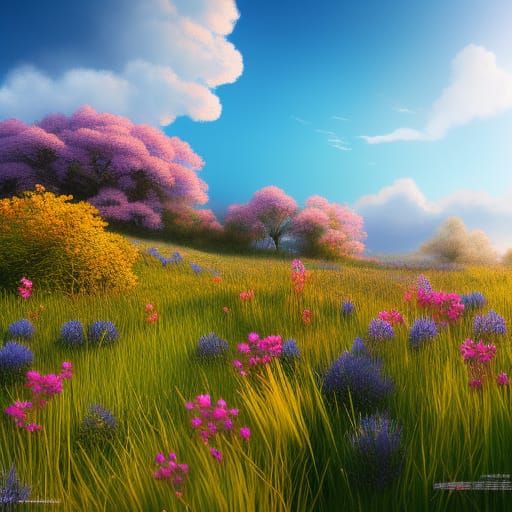 Cat in Wildflower Meadow: Anime Key Visual