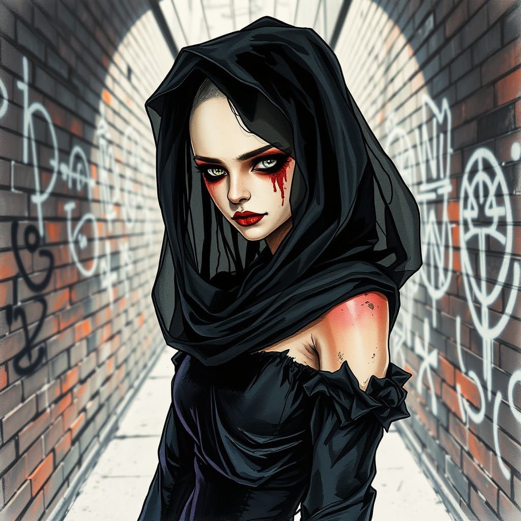 Gothic Saint in an Alleyway: A Macabre Vision