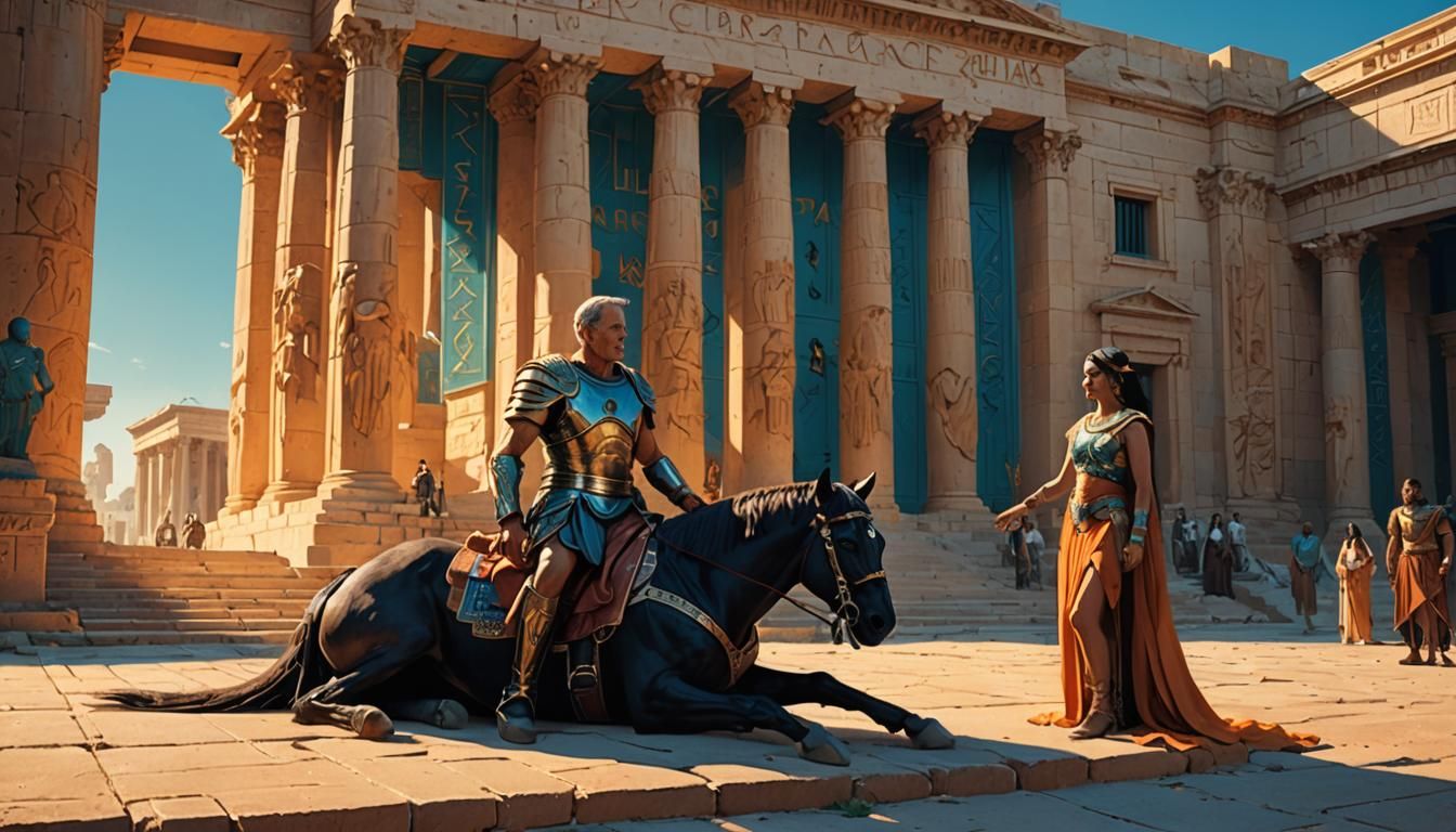 Caesar Meets Cleopatra at Alexandria in Fantasy Art