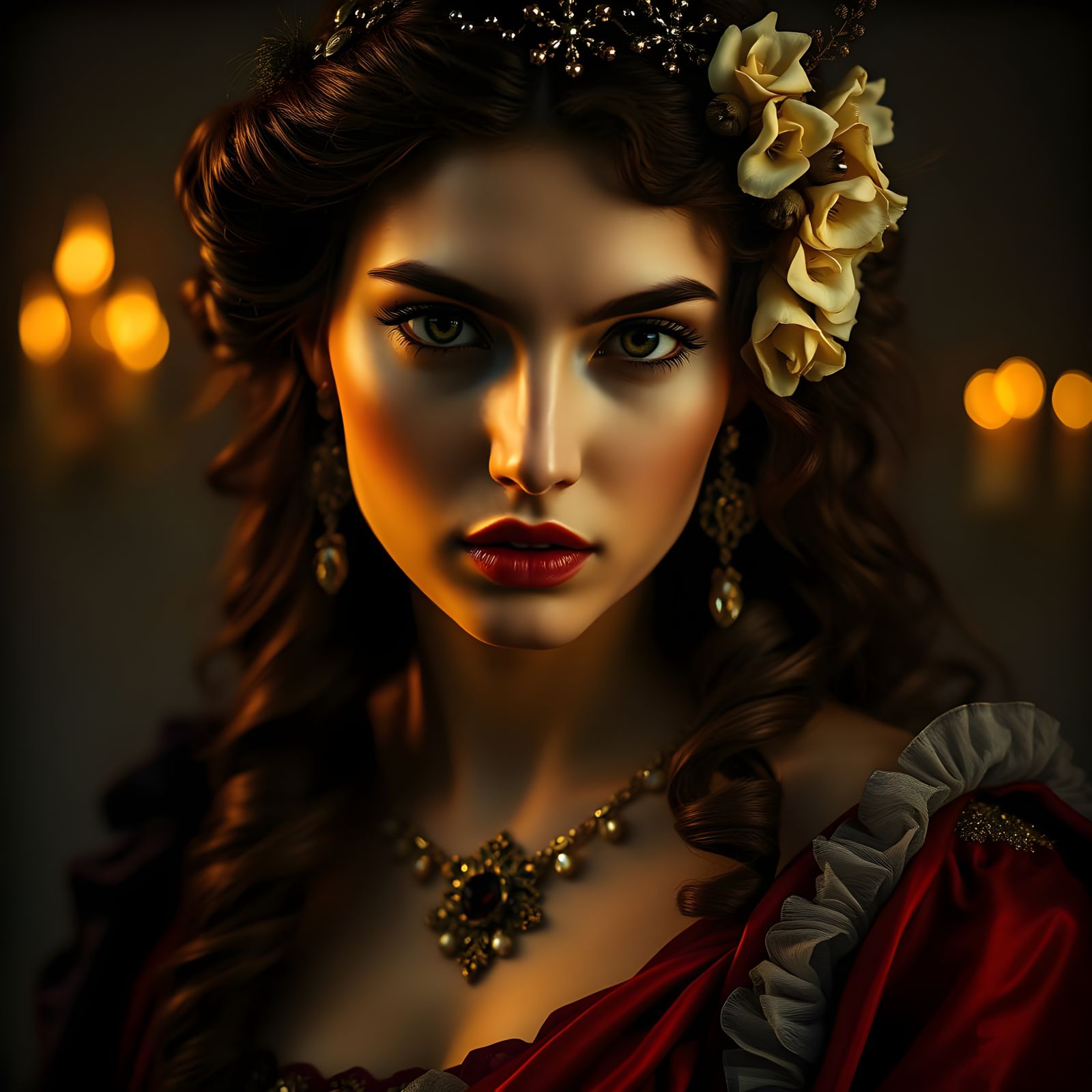 Seductive Cinematic Portrait of a Regal Beauty