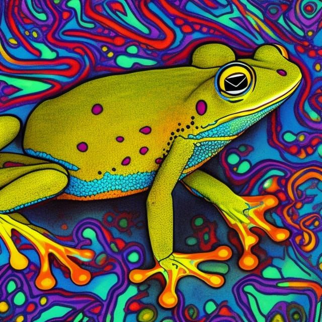 Psychedelic Frog Illustration in Visionary Style