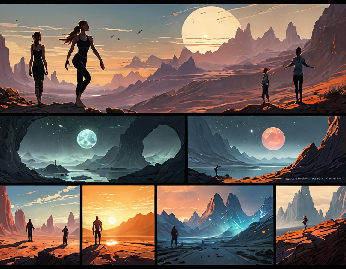 Sun Salutation Yoga Guide as Sci-Fi Art