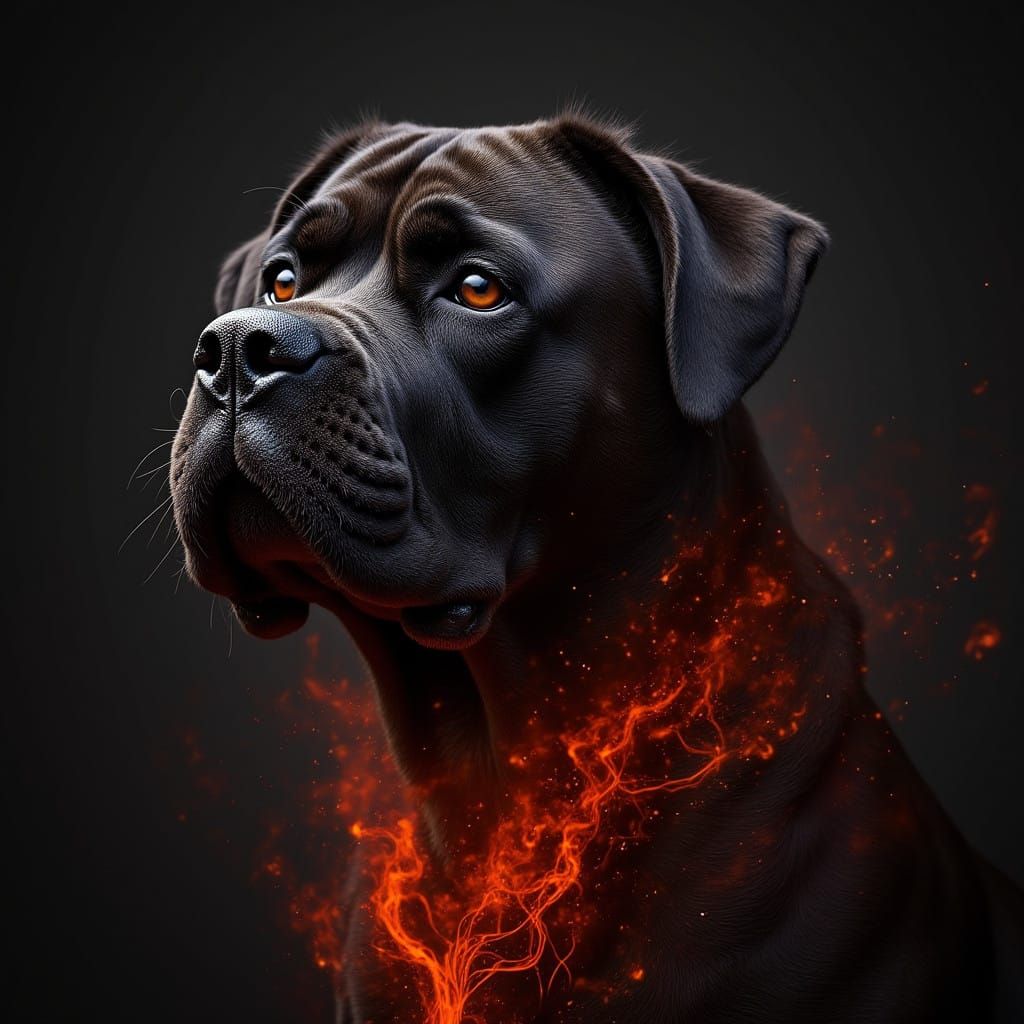 Majestic Lava Mastiff in Volcanic Eruption