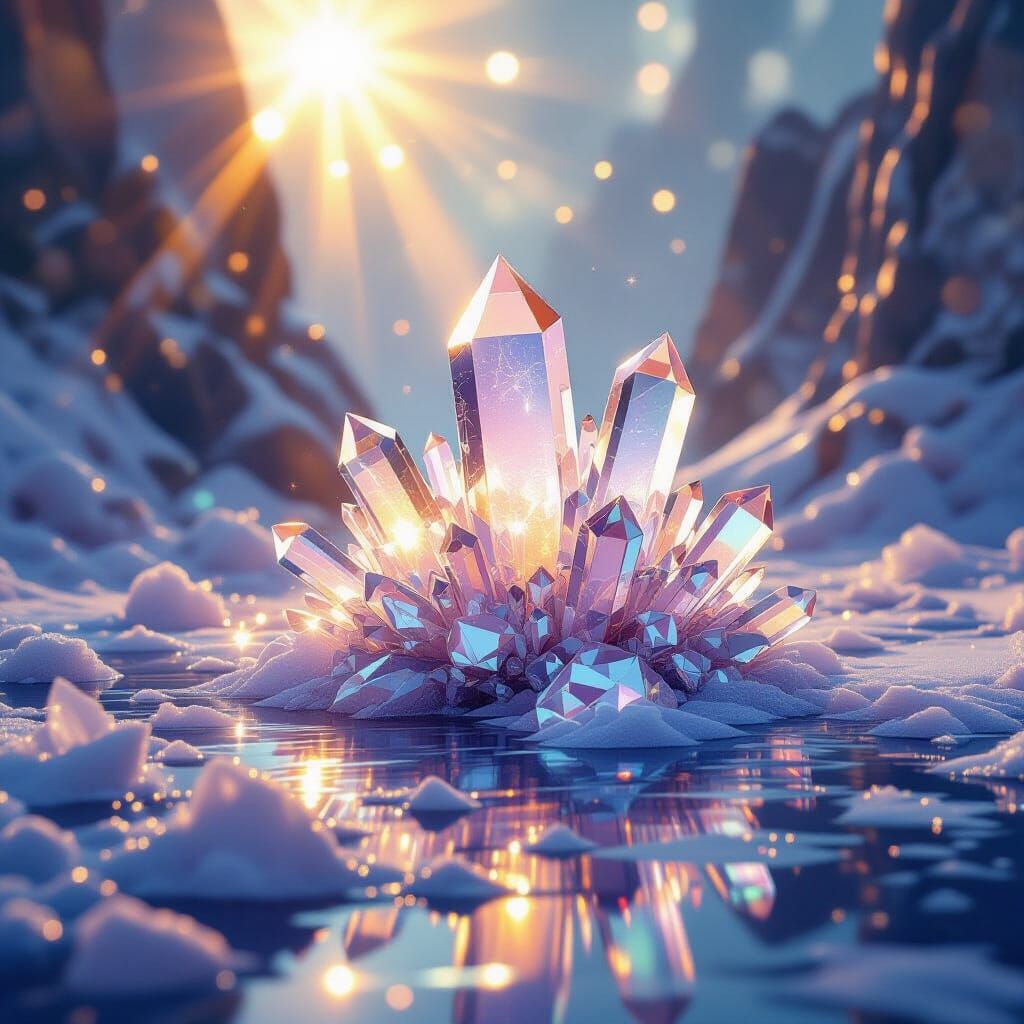 Glistening Crystal Formations in Radiant Light