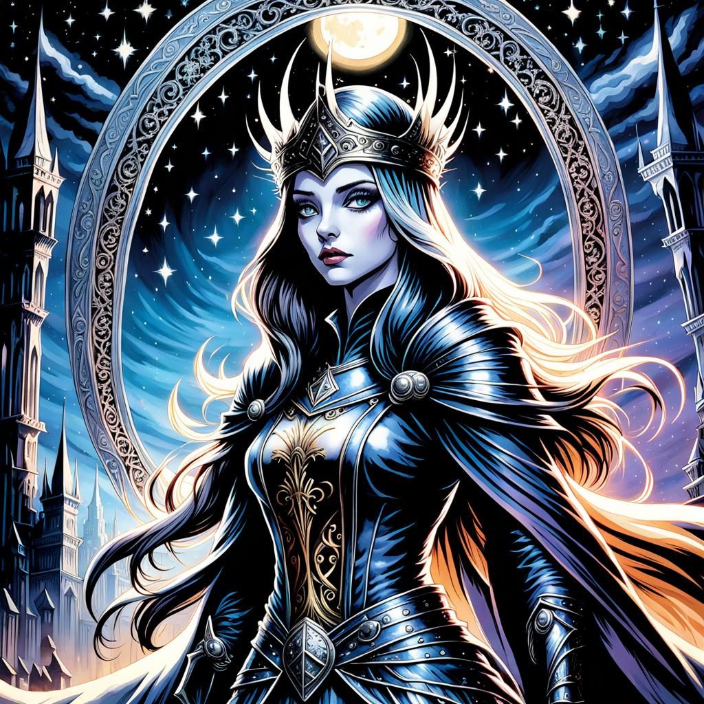 Dark Princess and Prince in Watercolor Style