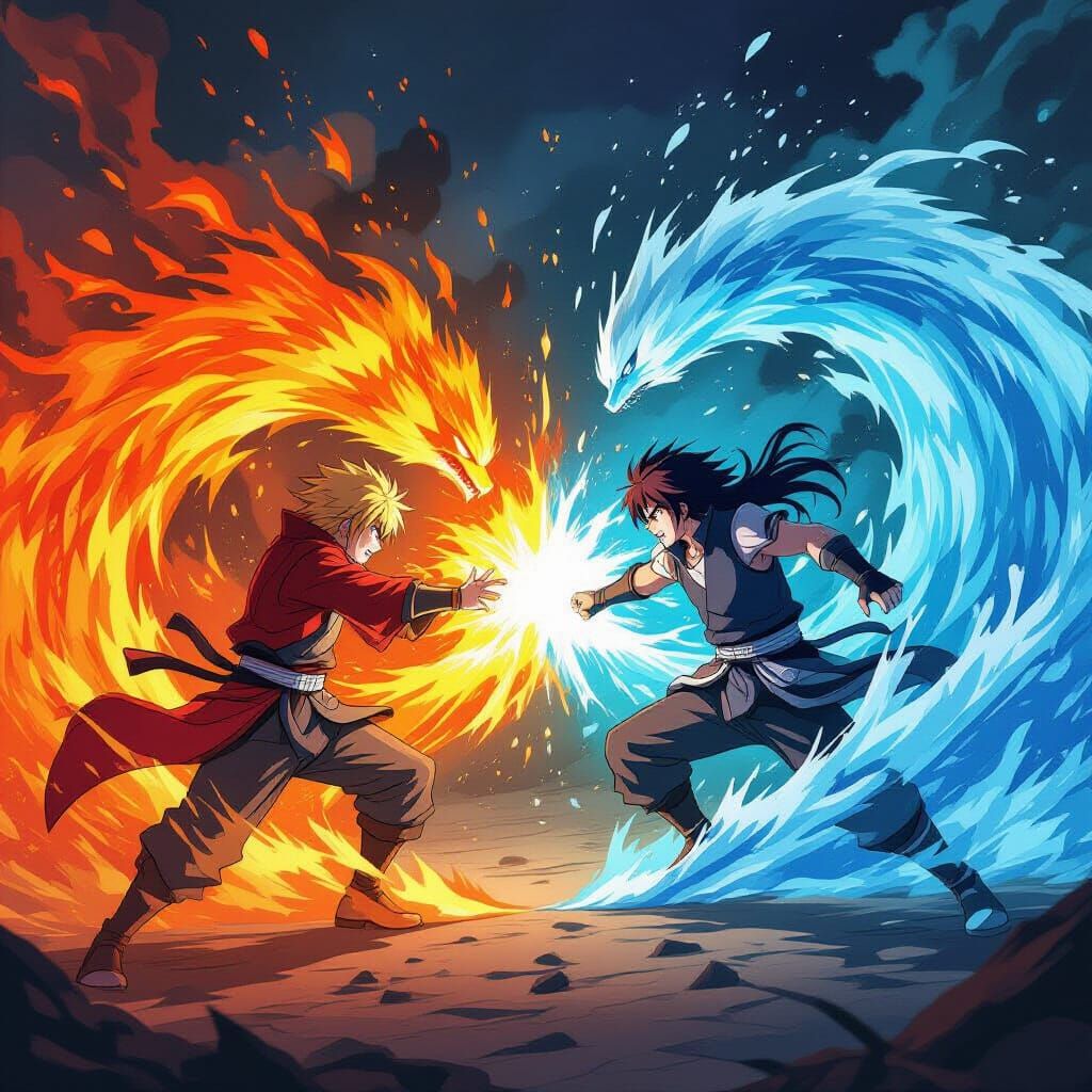 Anime Battle: Fire vs Water Warriors