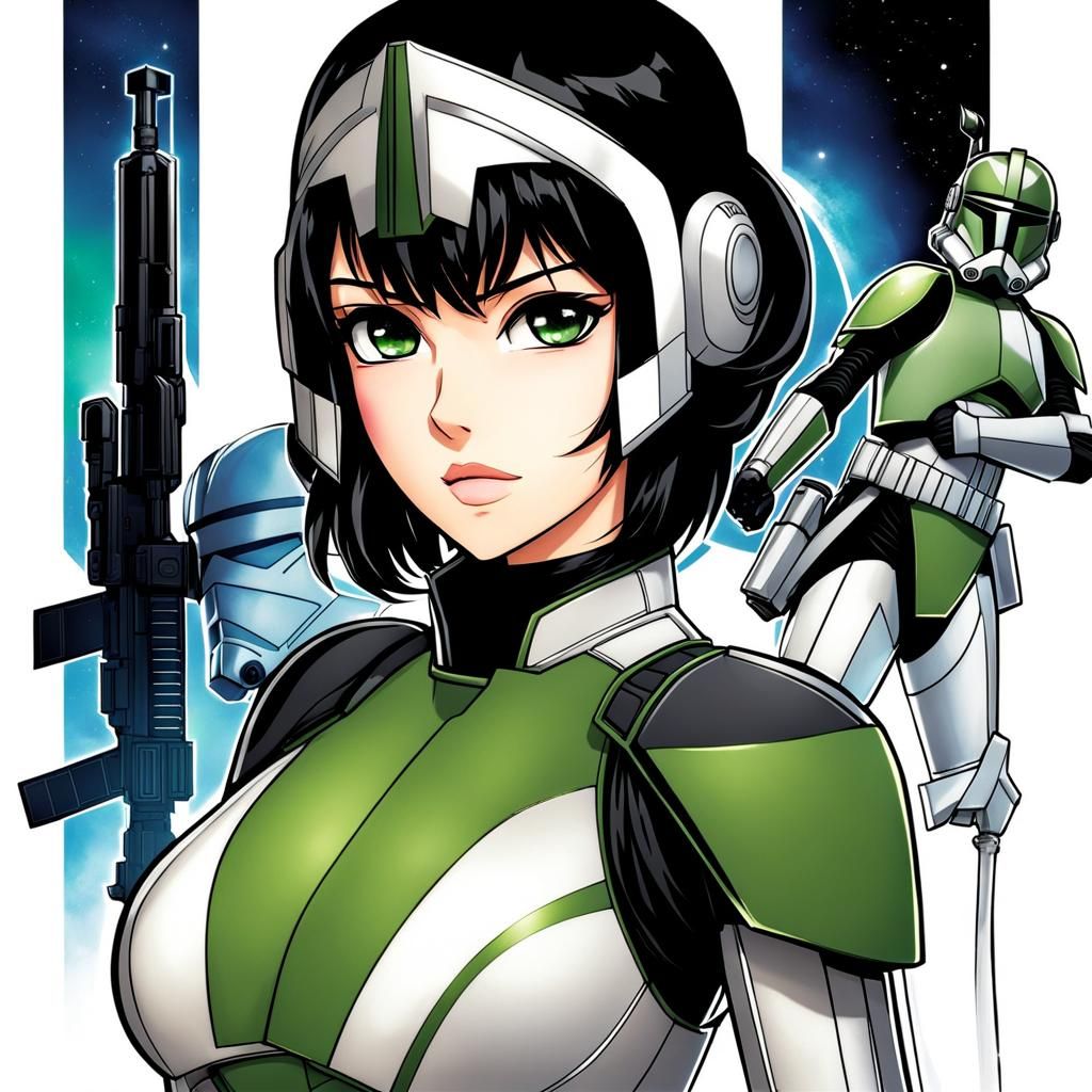 Anime Girl Clone Trooper in Manga Style