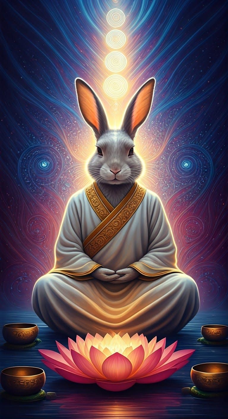 Serene Rabbit in Ethereal Bliss