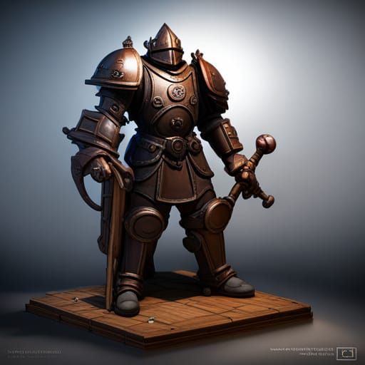 Giant Steampunk Knight with Battle Hammer