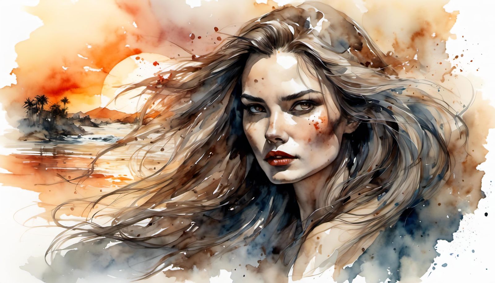 My sweet shy girl. Watercoiour