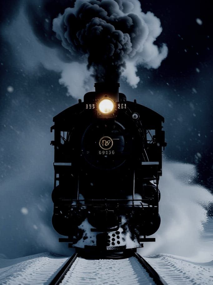 Sinister Steam Train in Blizzard