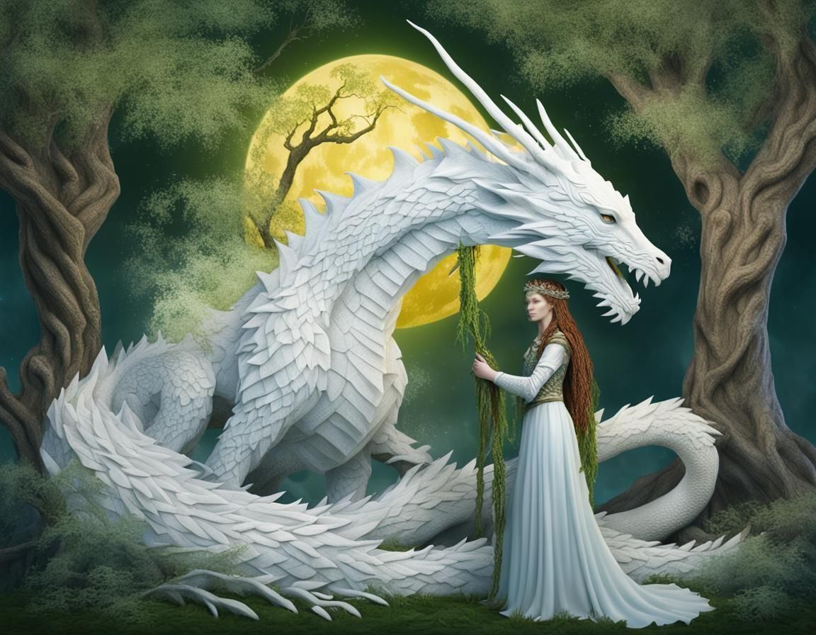 Celtic Princess with White Dragon