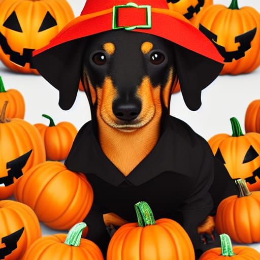 Cutest Halloween Dachshund in 3D Render