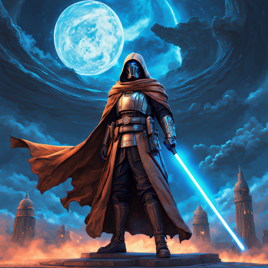 Steampunk Jedi Soars in Cosmic Vortex