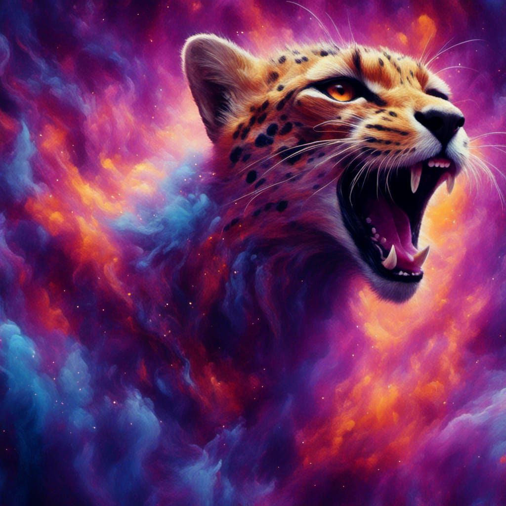 Ghostly Cheetah Rockets Through Magic Smoke