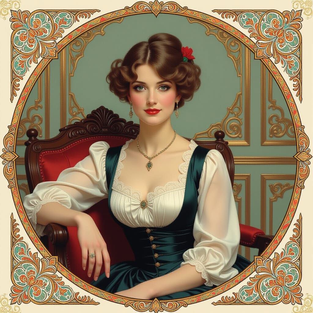 Elegant Portrait in Art Nouveau Style