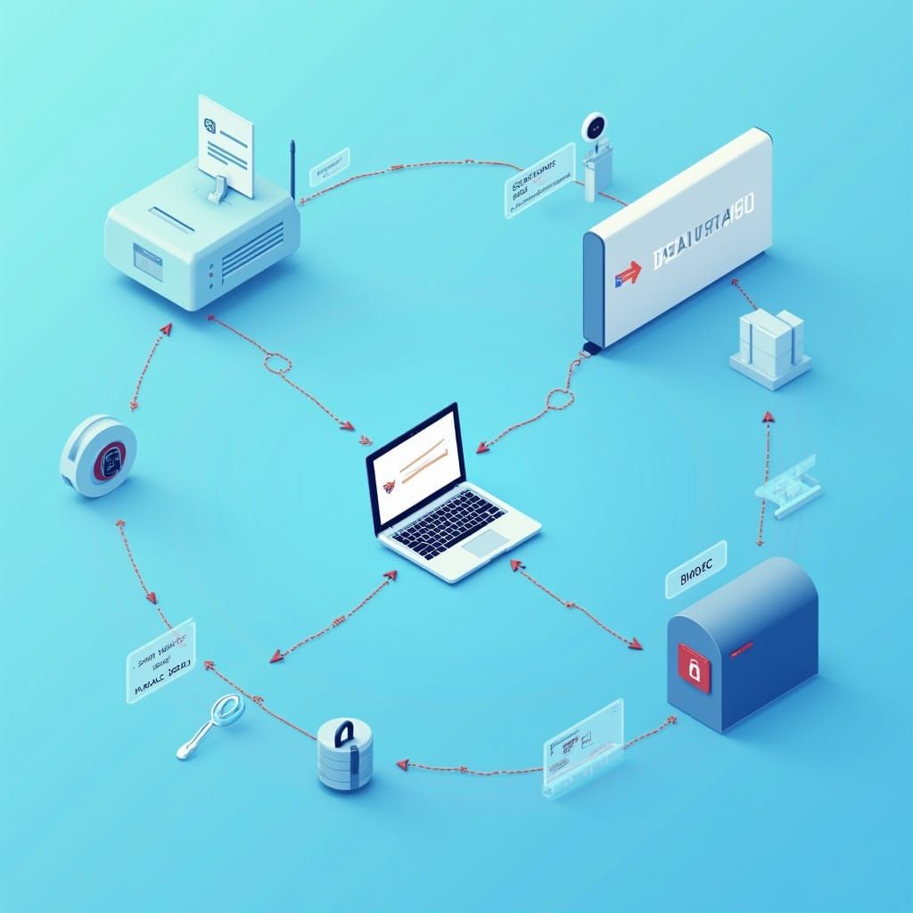 Email Delivery Process via SMTP Visualized in Futuristic Sty...
