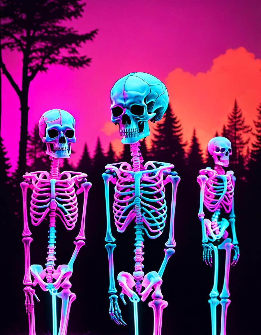 Neon Unicorn Skeleton at Protest Encampment