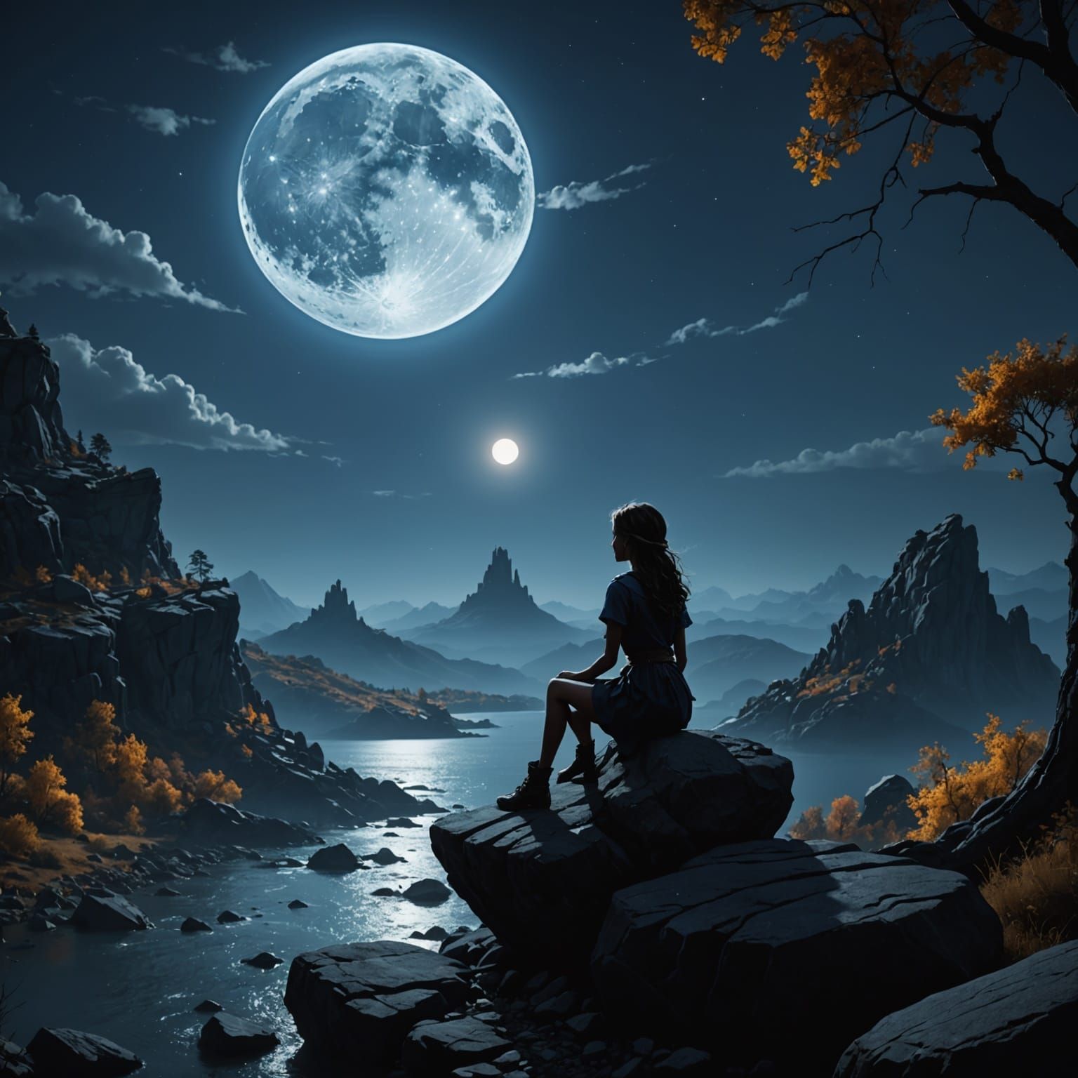 Ethereal Moonlit Fantasy in Deep Colors