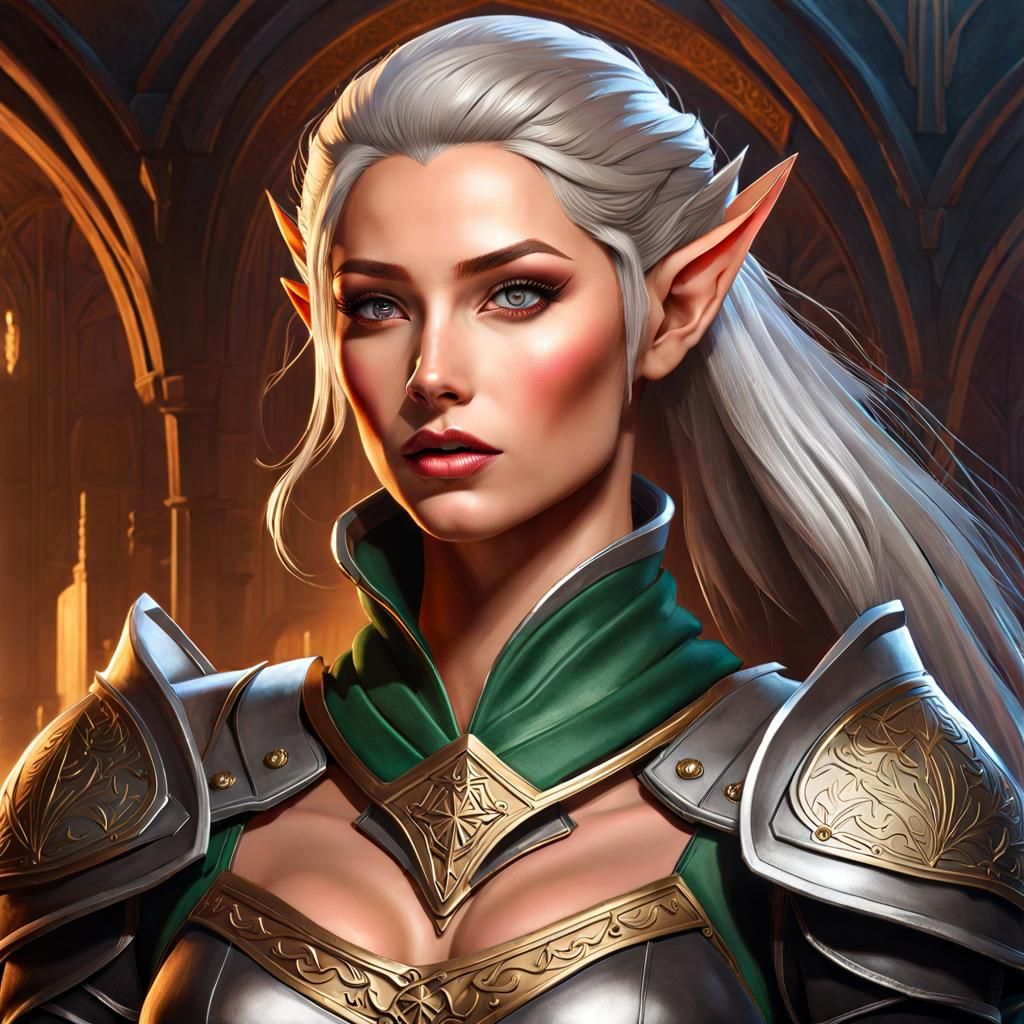 Epic Elf Warrior Portrait in High Fantasy Style
