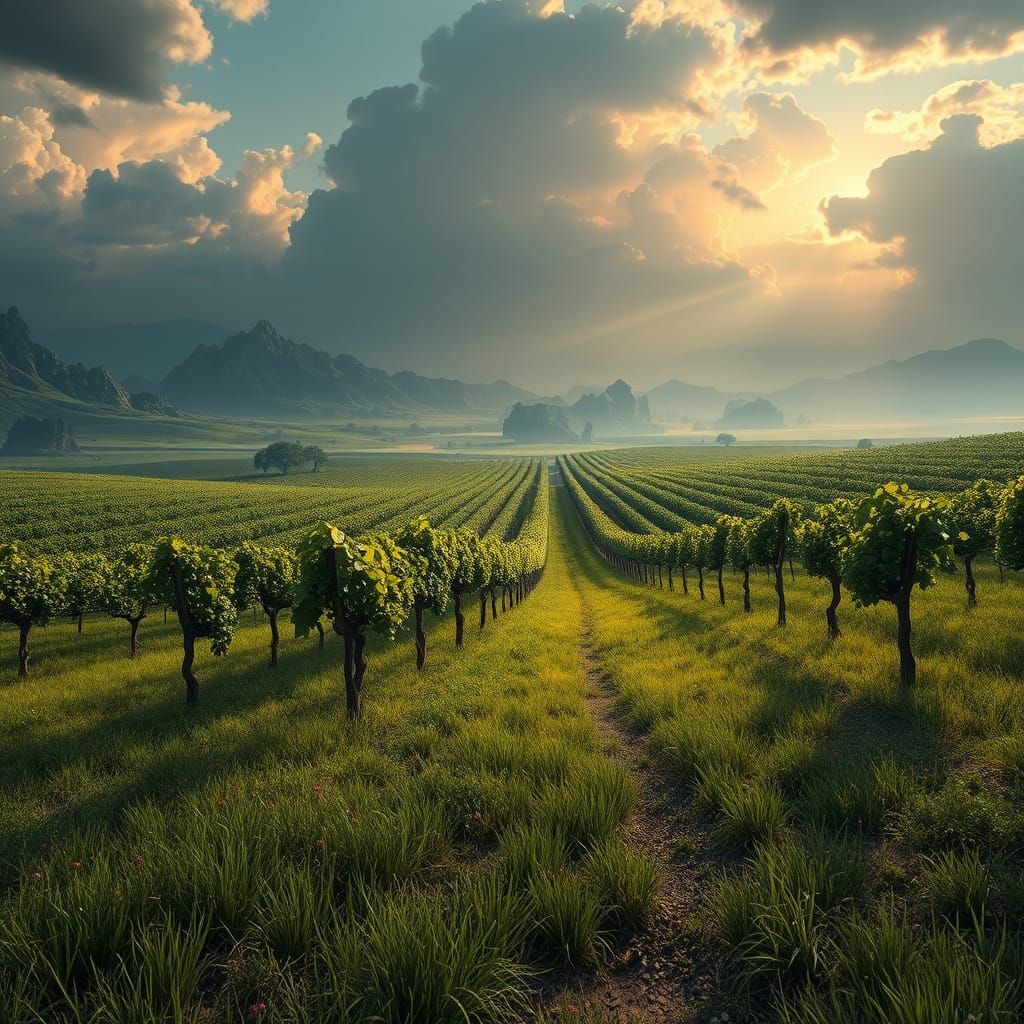 Epic Vineyard on Distant Planet Saarn