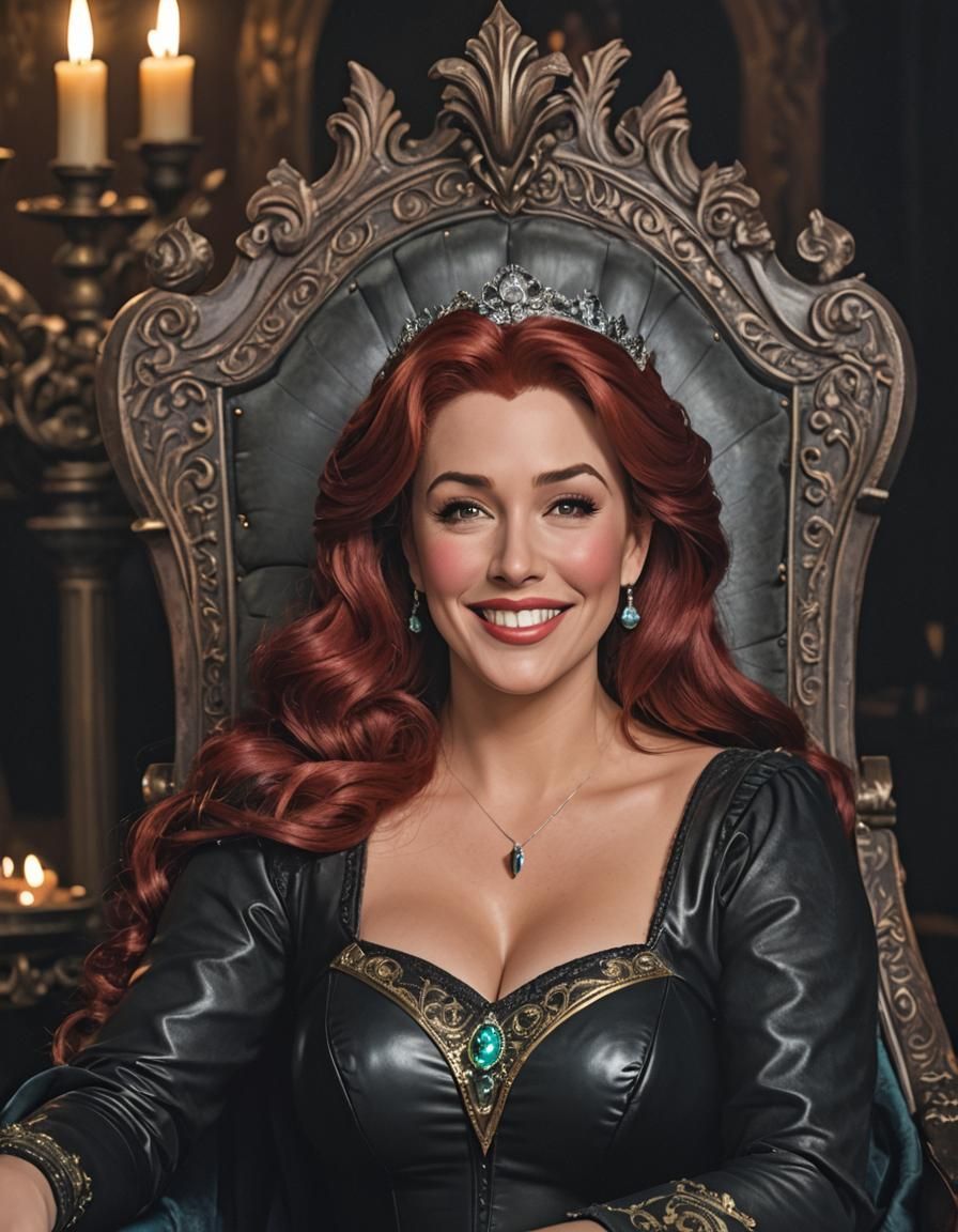 Hyperdetailed Portrait of Overweight Queen Ariel as Villain